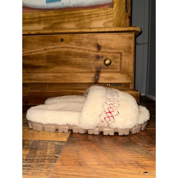 NWOT Cozetta UGG Braid Natural Cream Sheepskin Slip On Slippers Slides Size 12 - Picture 4 of 15
